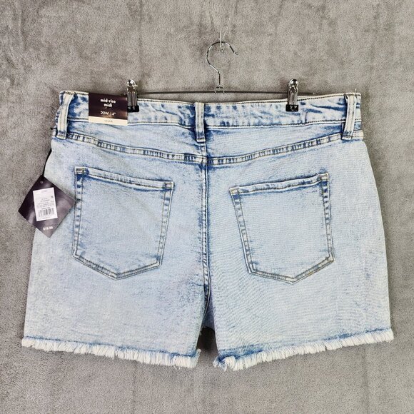 Womens Ava & Viv Blue Denim Shorts Cut Off Acid Wash Mid Rise Plus Size 20W - Picture 5 of 9
